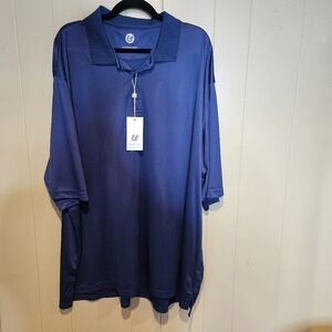 Kilburne & Finch Polo Shirt, Mens, Size 4X, Navy Blue, Moisture-Wicking, Golf